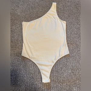 SHEIN one shoulder white tank bodysuit